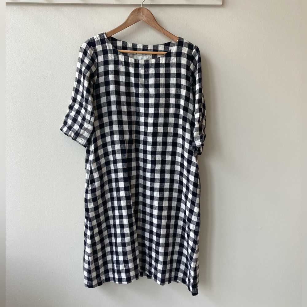 NOTPERFECTLINEN Gingham Boatneck Tunic Dress / XS